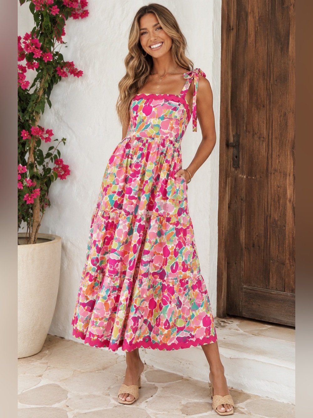 NWT Umgee Avara Tropical Floral Resort Cruise Vacation Midi Dress Small